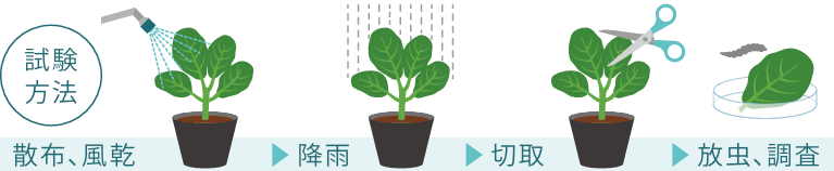 コナガ 耐雨性試験方法